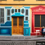 Home 23 벽화와 도시의 이미지 변화 - A vibrant street mural in a lively neighborhood of Lyon’s Croix-Rousse district, showcasing colorful...